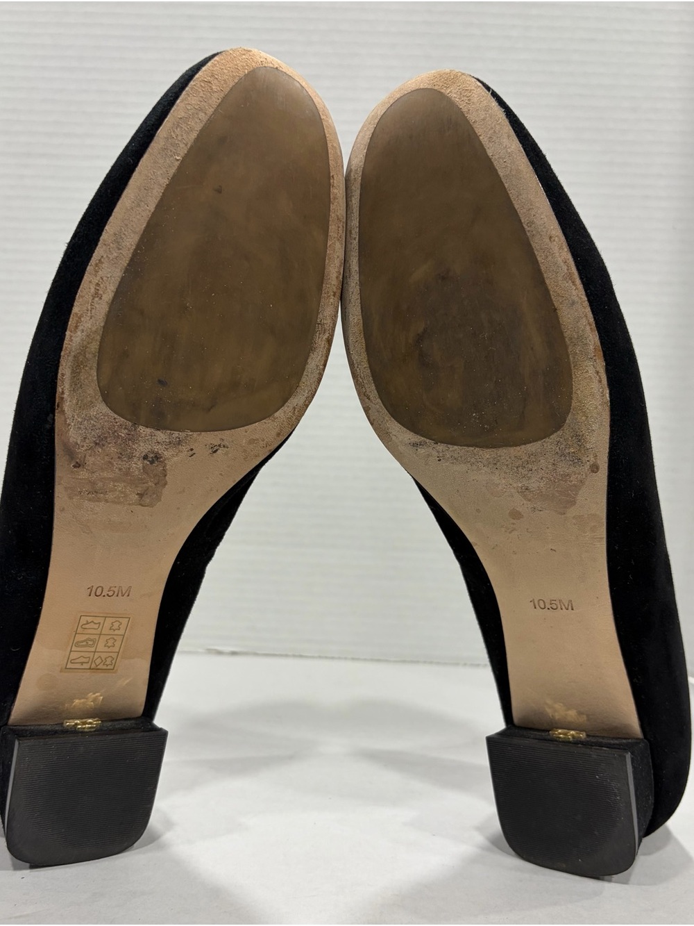 Tory Burch Black Suede Logo Plaque Flats - Picture 6 of 12
